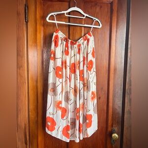 Size xl Floral midi Skirt in Orange and Cream
